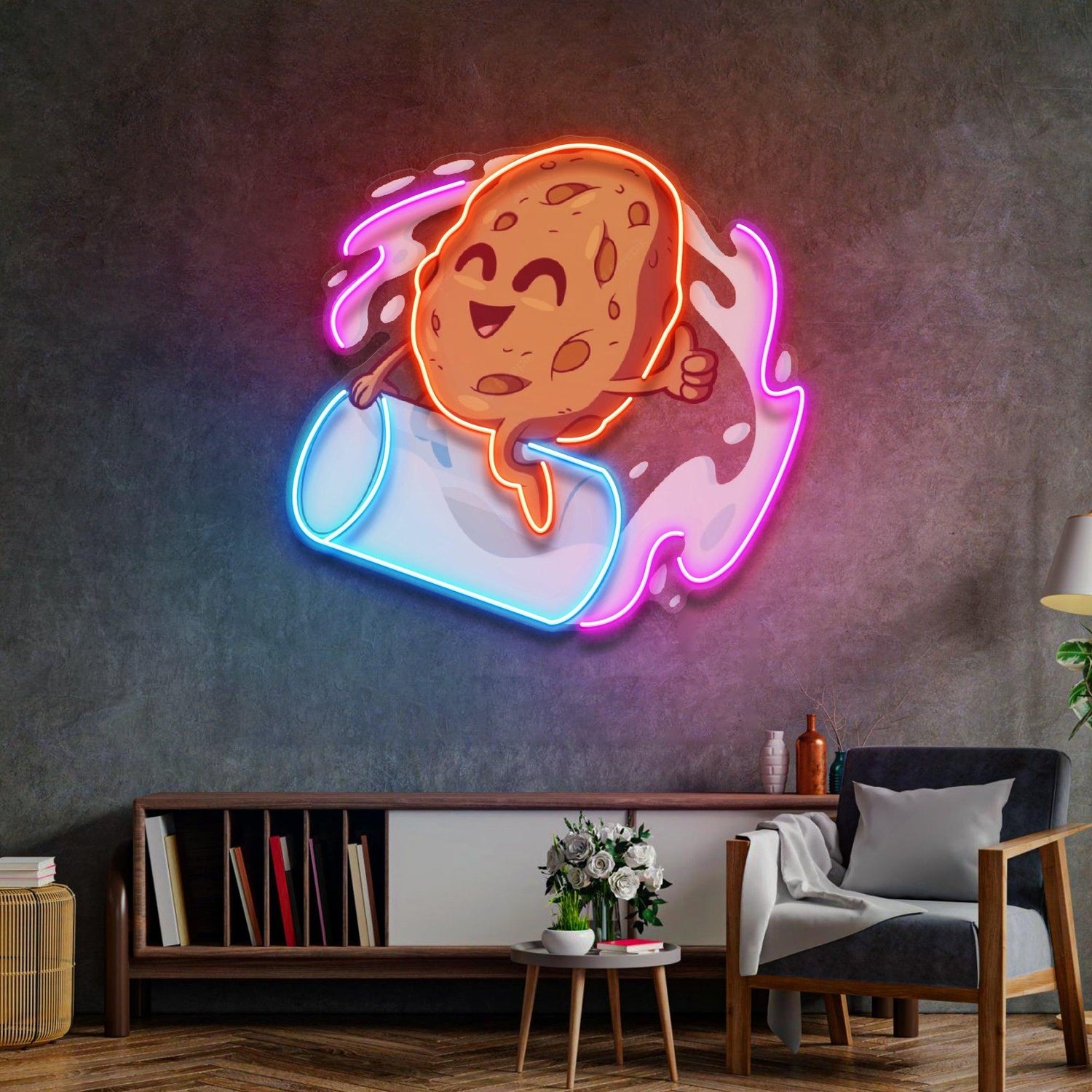 Cookie Milk Cartoon Multicolor Uv Printed Led Neon Sign For Home Cafe Decor | Shineneon