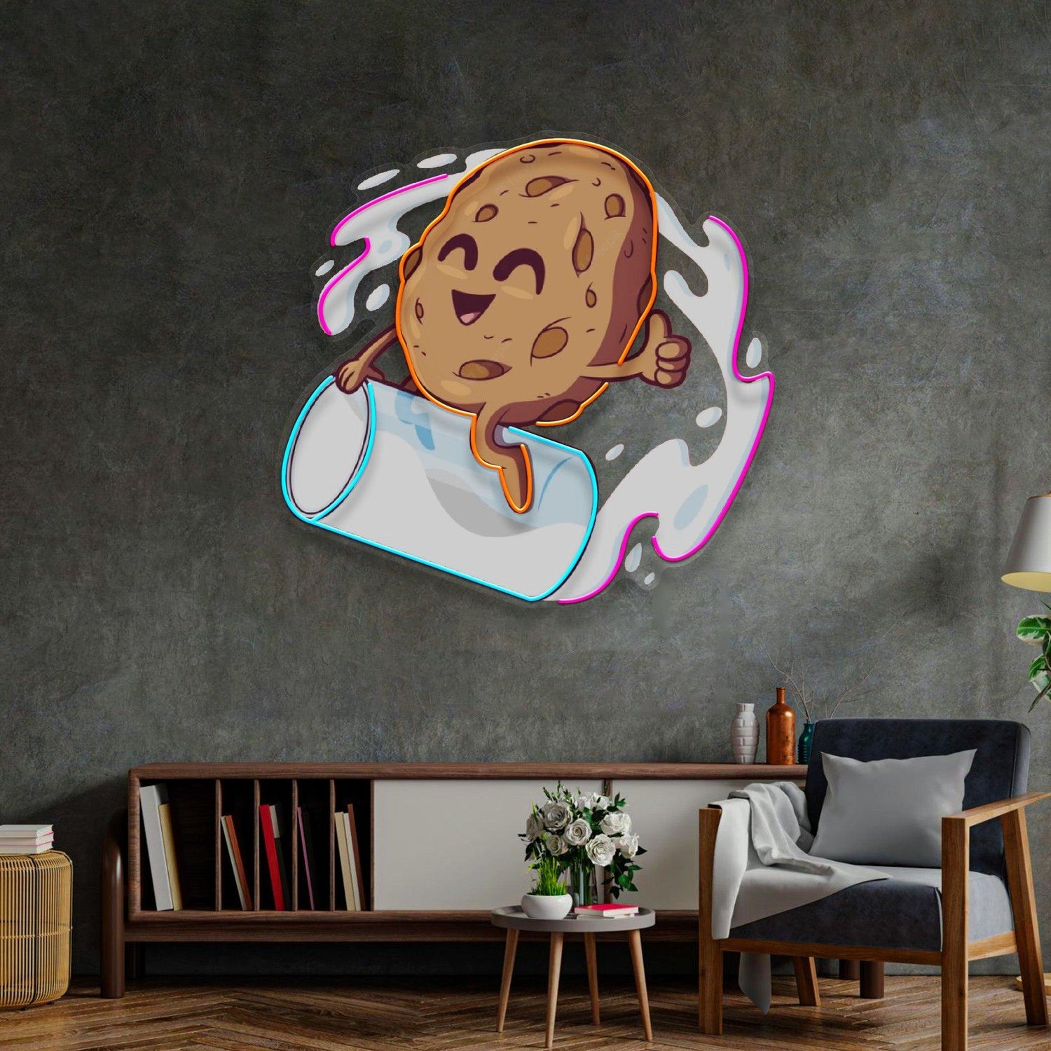 Cookie Milk Cartoon Multicolor Uv Printed Led Neon Sign For Home Cafe Decor | Shineneon