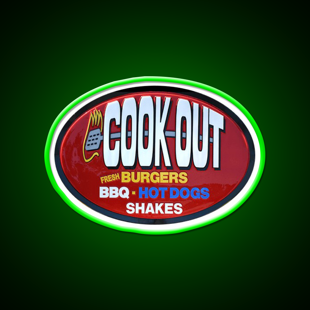 Cookout Fast Food Led Neon Sign For Burger Place Wall Decor Rgb Color