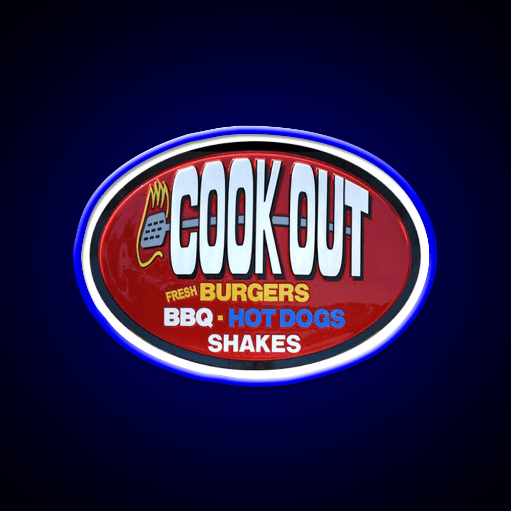 Cookout Fast Food Led Neon Sign For Burger Place Wall Decor Rgb Color - Shineneon