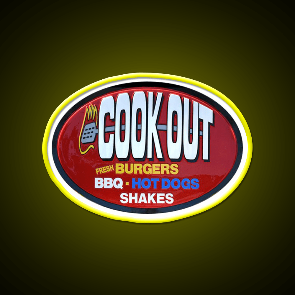 Cookout Fast Food Led Neon Sign For Burger Place Wall Decor Rgb Color - Shineneon