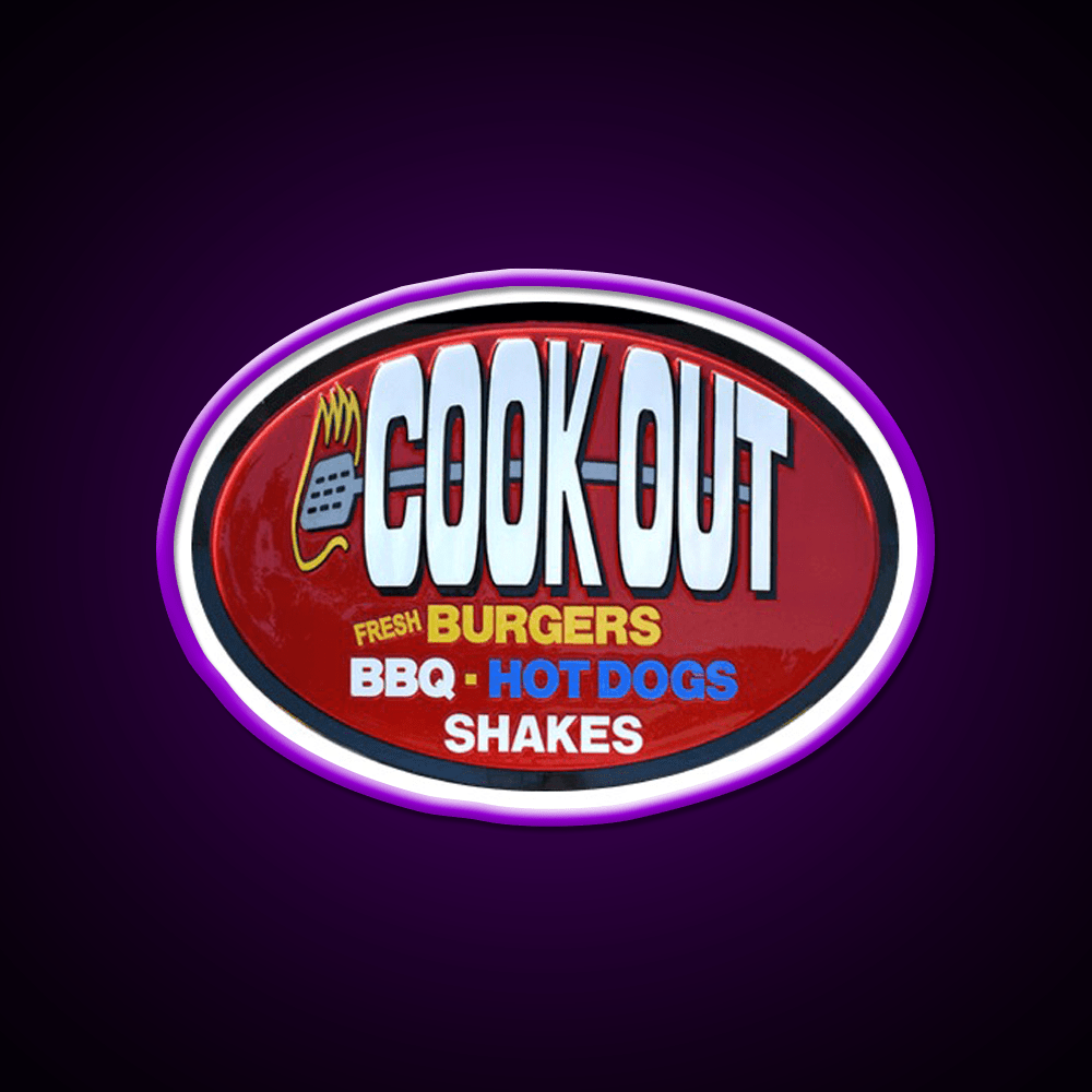 Cookout Fast Food Led Neon Sign For Burger Place Wall Decor Rgb Color - Shineneon