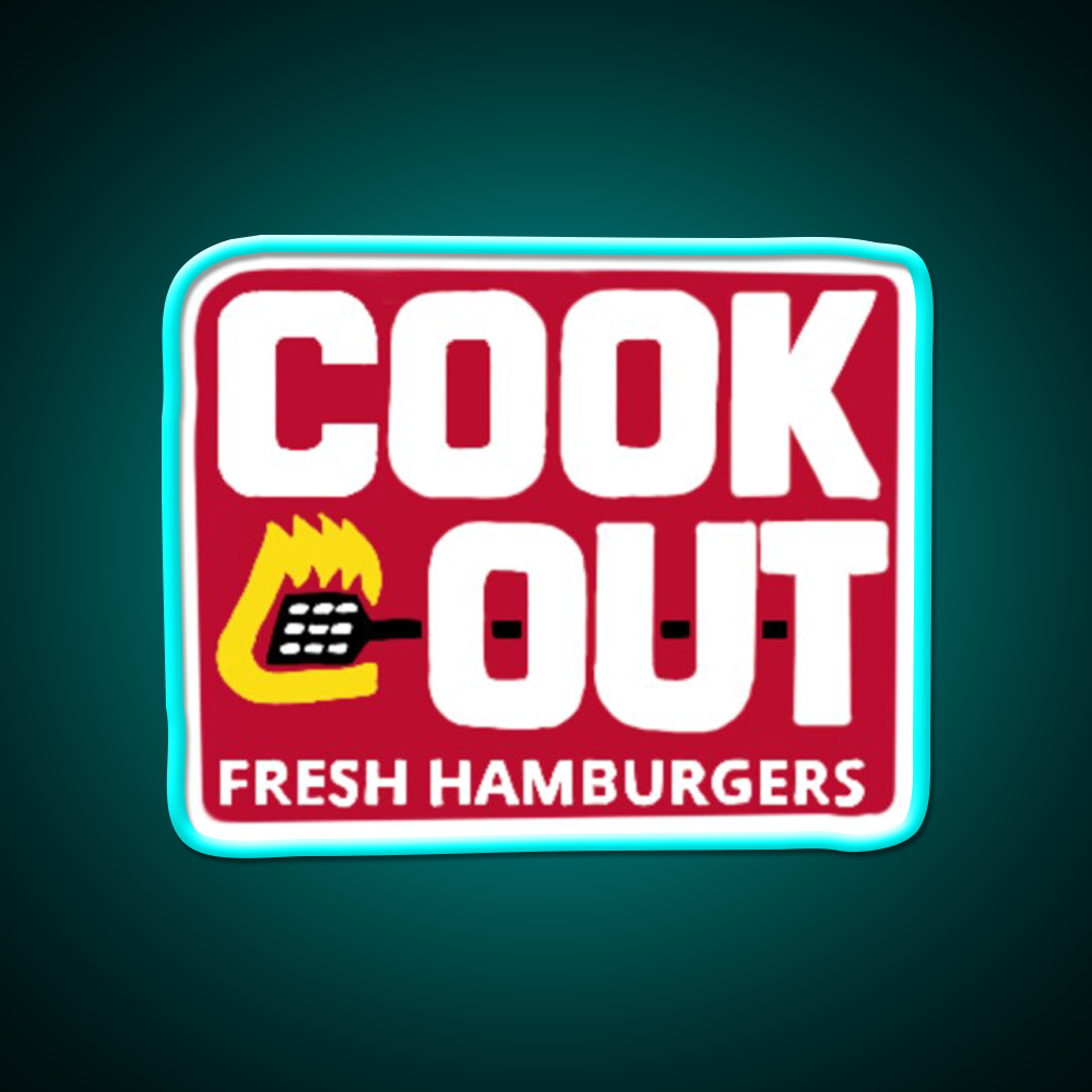Cookout Logo Fast Food Led Neon Sign For Burger Place Rgb Color