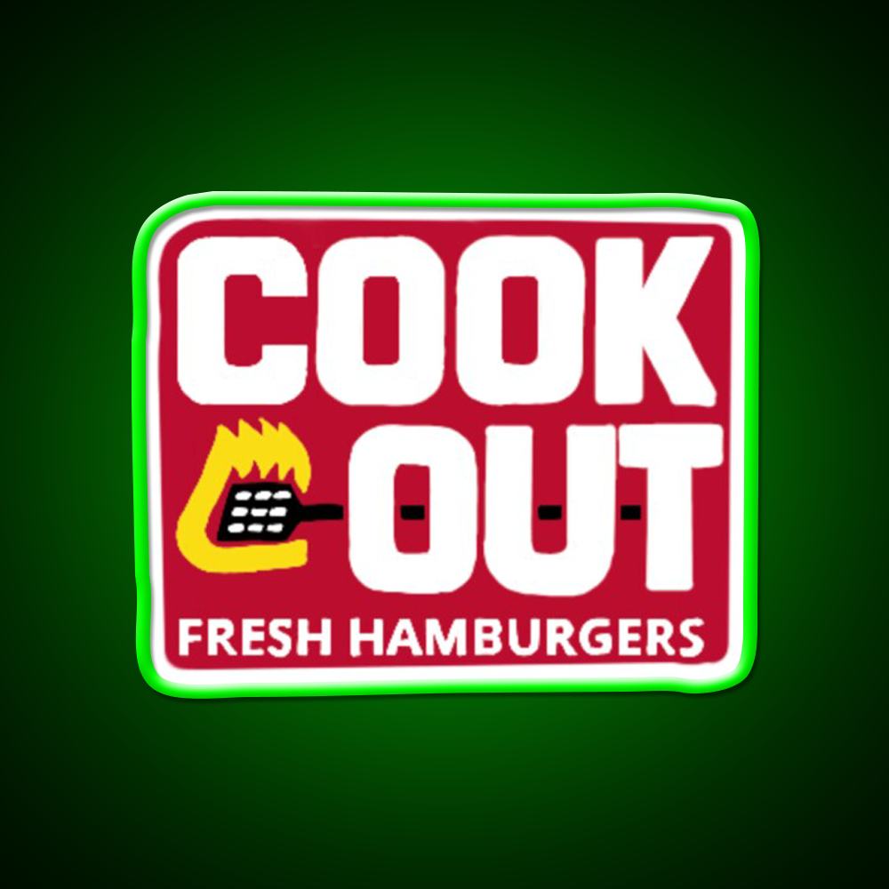 Cookout Logo Fast Food Led Neon Sign For Burger Place Rgb Color