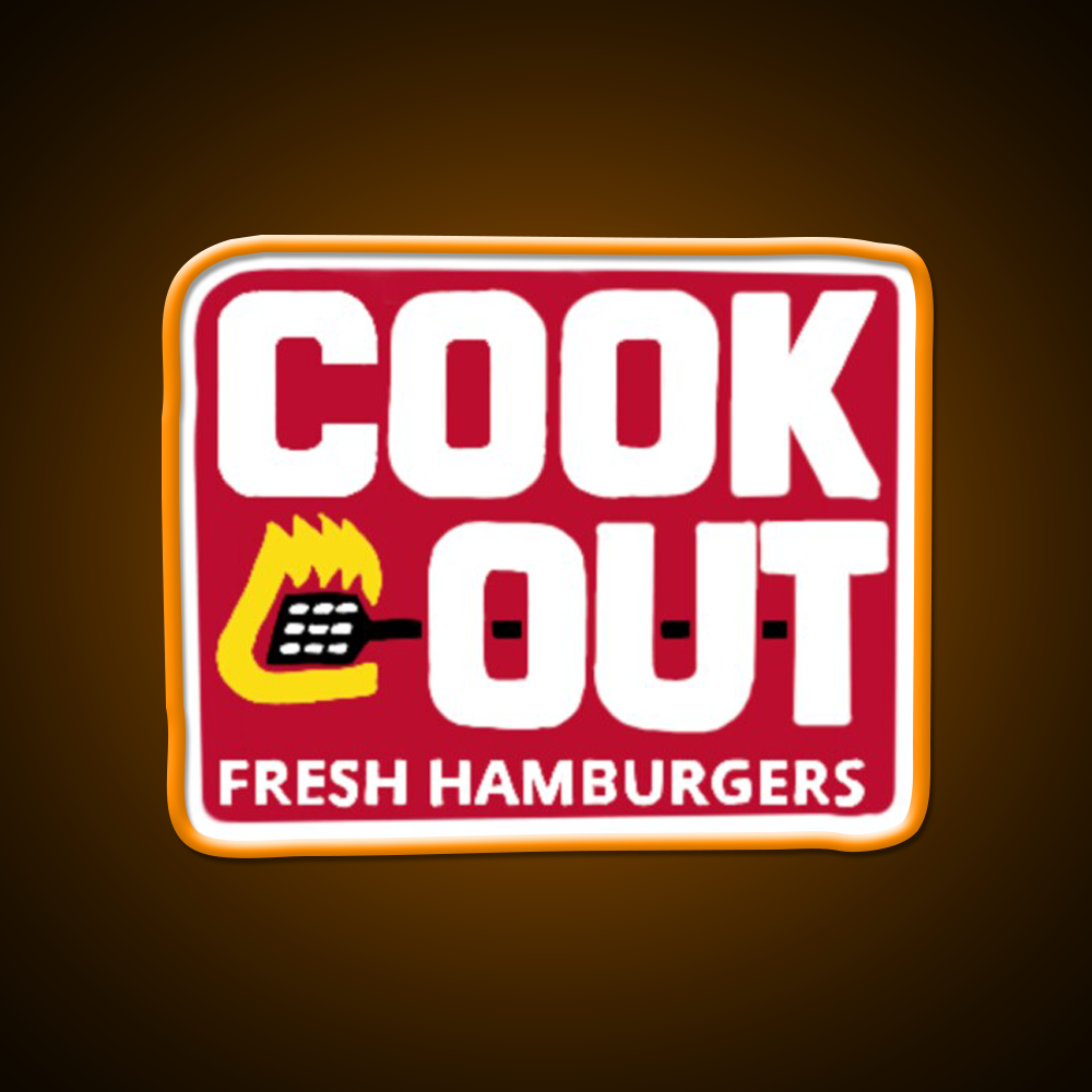 Cookout Logo Fast Food Led Neon Sign For Burger Place Rgb Color
