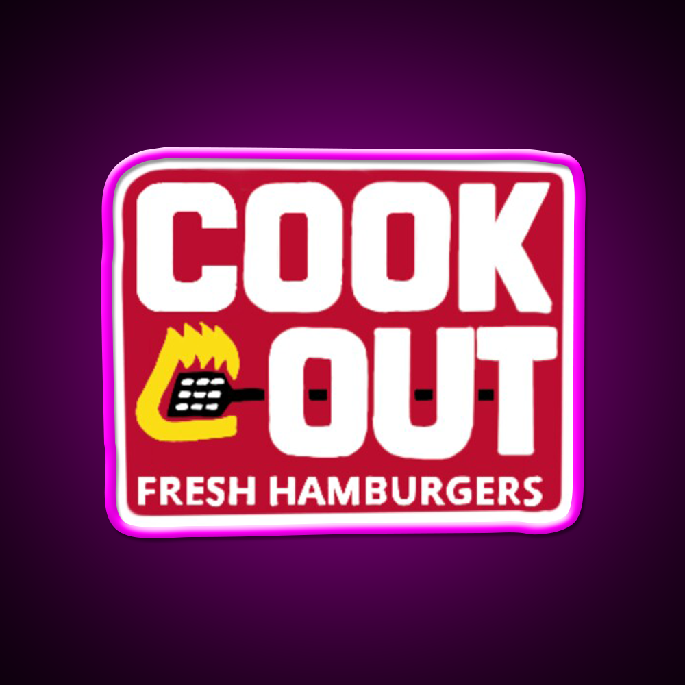 Cookout Logo Fast Food Led Neon Sign For Burger Place Rgb Color
