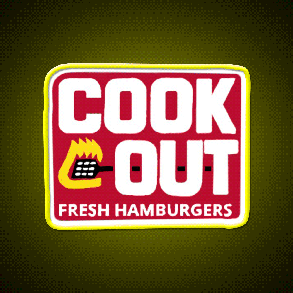 Cookout Logo Fast Food Led Neon Sign For Burger Place Rgb Color