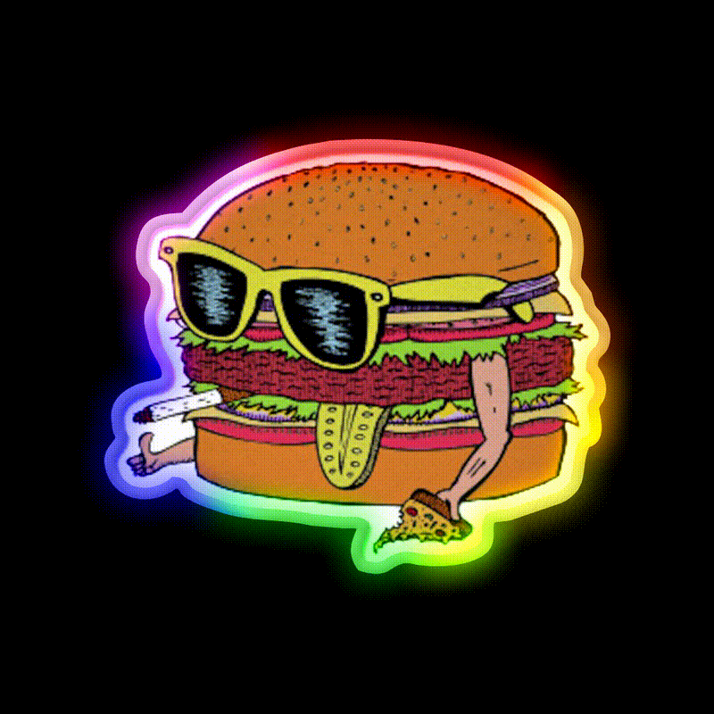 Cool Burger Fast Food Led Neon Sign For Burger Place Rgb Color
