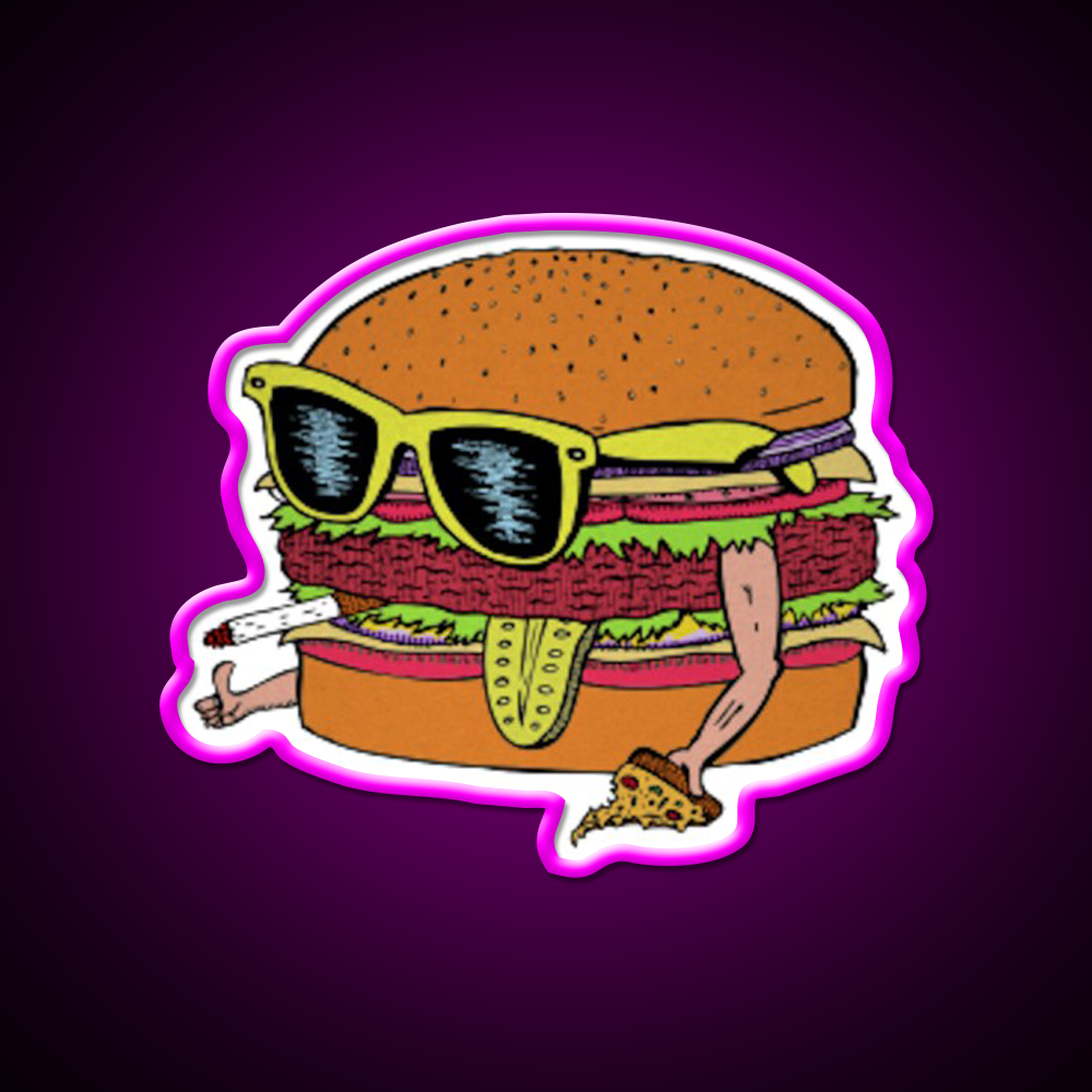 Cool Burger Fast Food Led Neon Sign For Burger Place Rgb Color