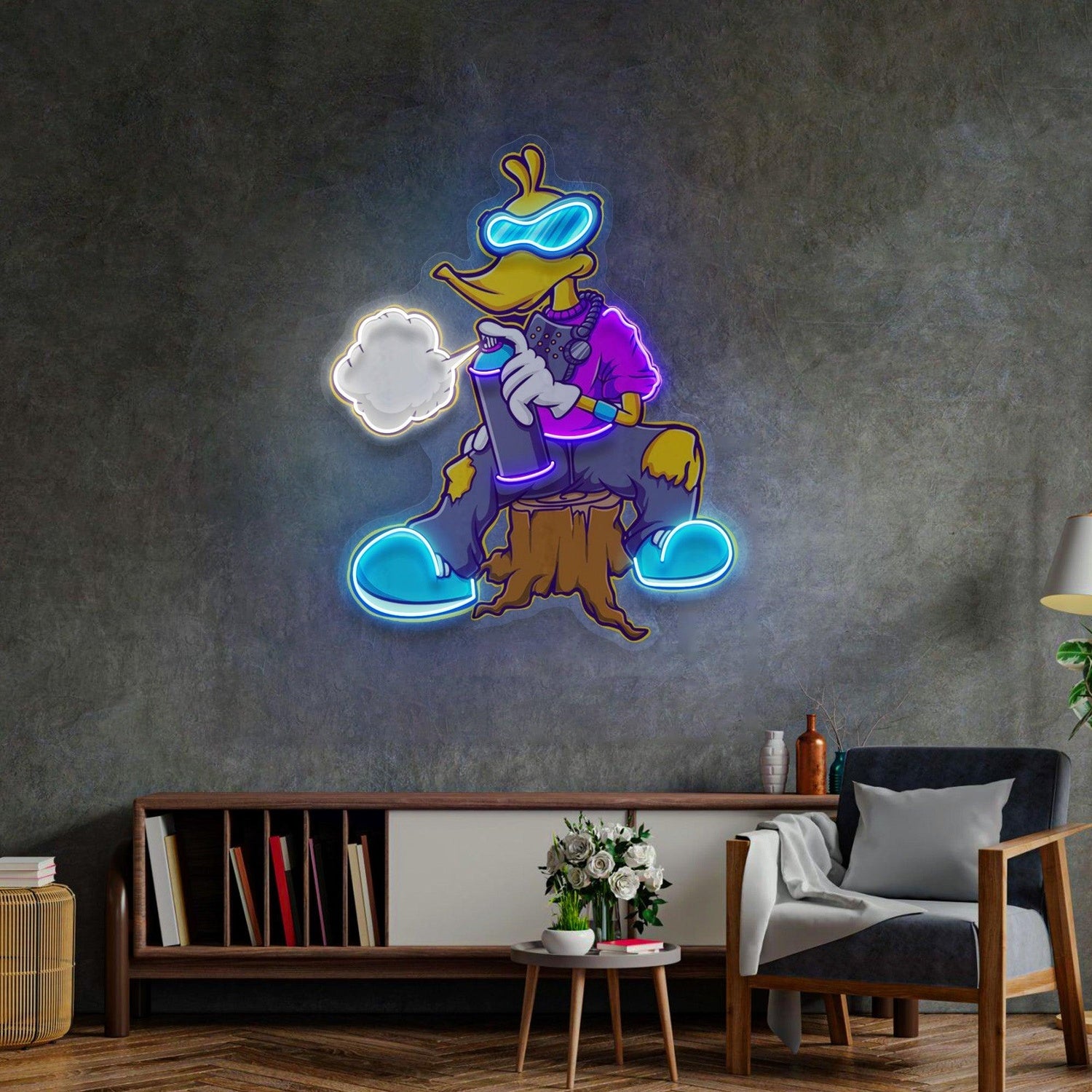 Cool Duck Cartoon Hotdog Uv Printed Led Neon Sign Indoor Home Cafe Decor | Shineneon