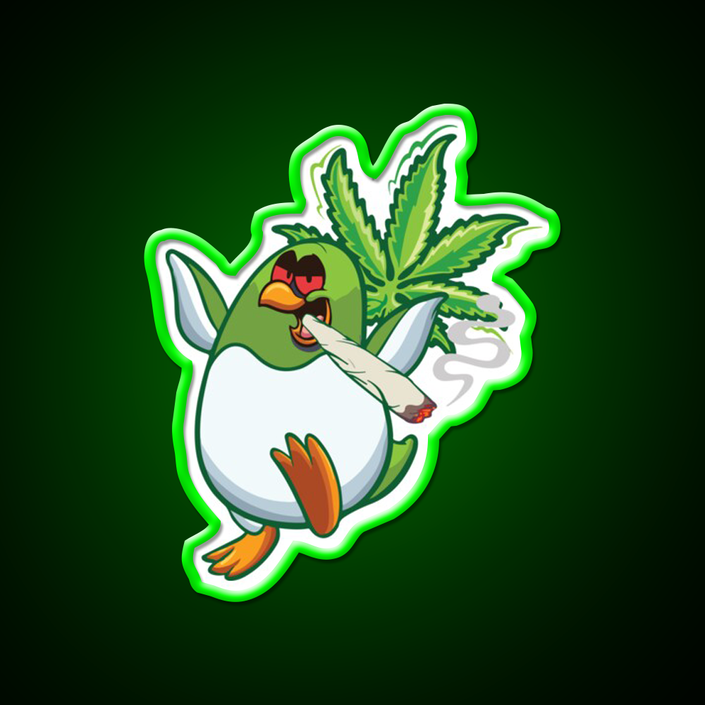 Cool Funny Penguin Hemp Inspired Green Leaf Led Neon Sign Rgb Color - LED neon sign view 8