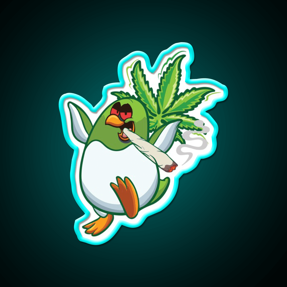 Cool Funny Penguin Hemp Inspired Green Leaf Led Neon Sign Rgb Color - Shineneon