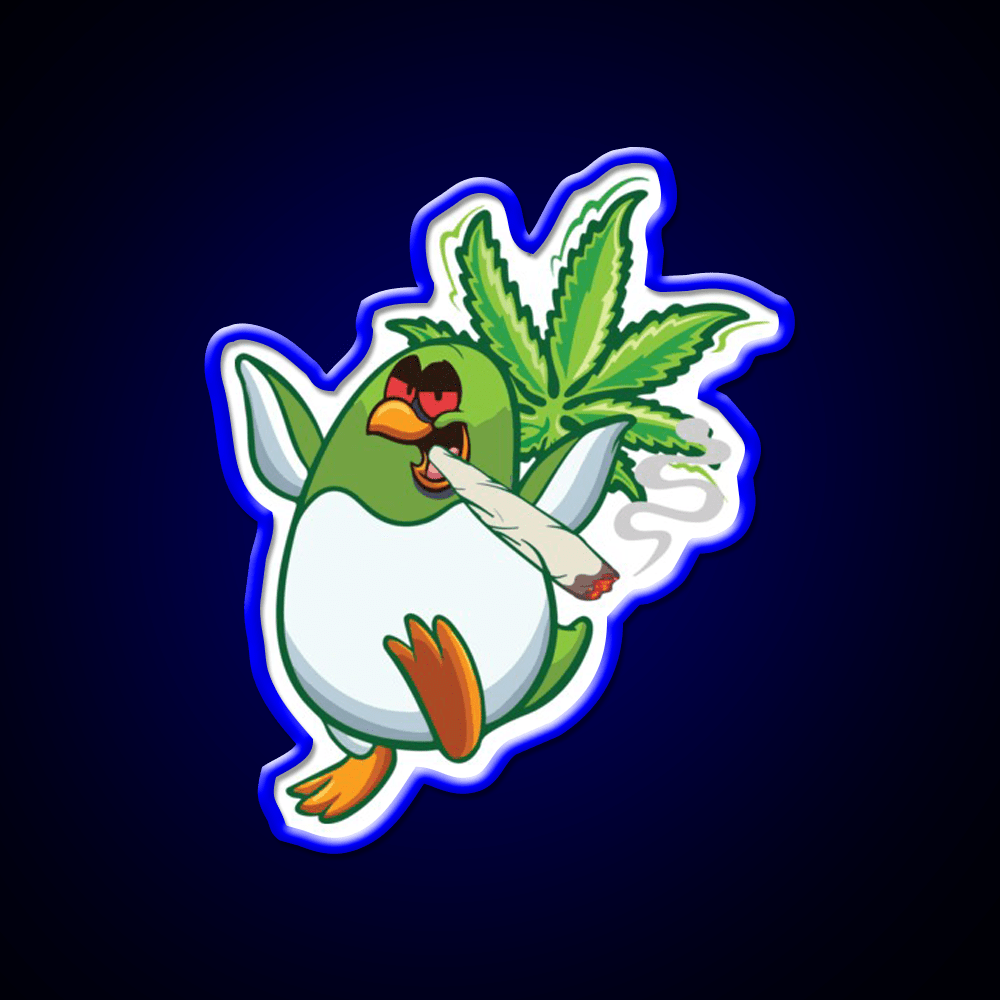 Cool Funny Penguin Hemp Inspired Green Leaf Led Neon Sign Rgb Color - Shineneon