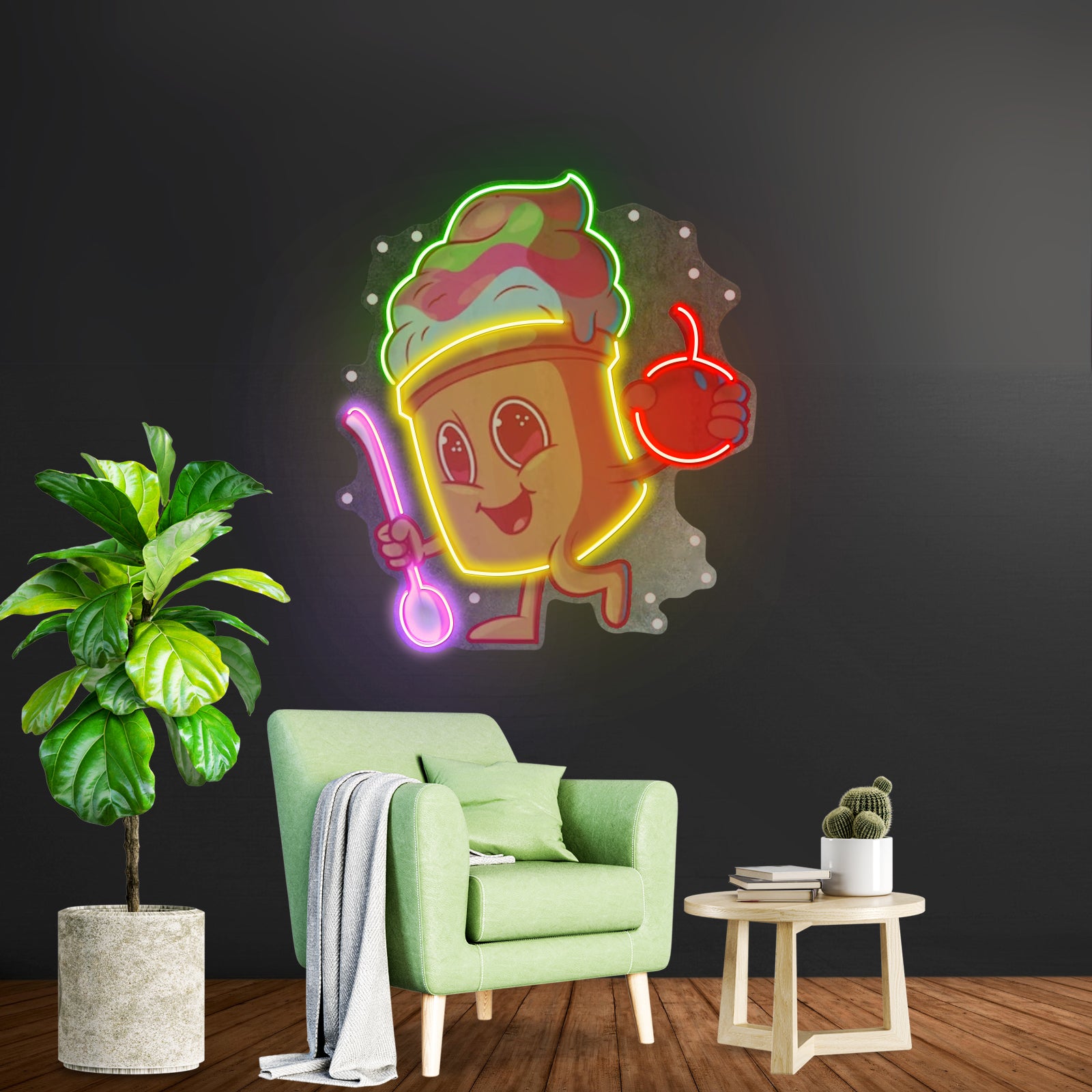 Cool Ice Cream Led Neon Sign Light Custom Led Signs