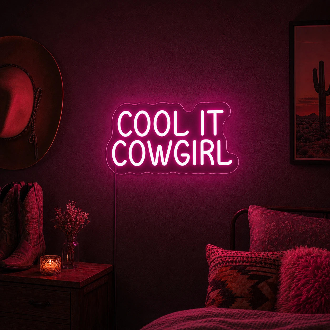 Cool It Cowgirl Neon Sign LED Neon Sign real lifestyle scene