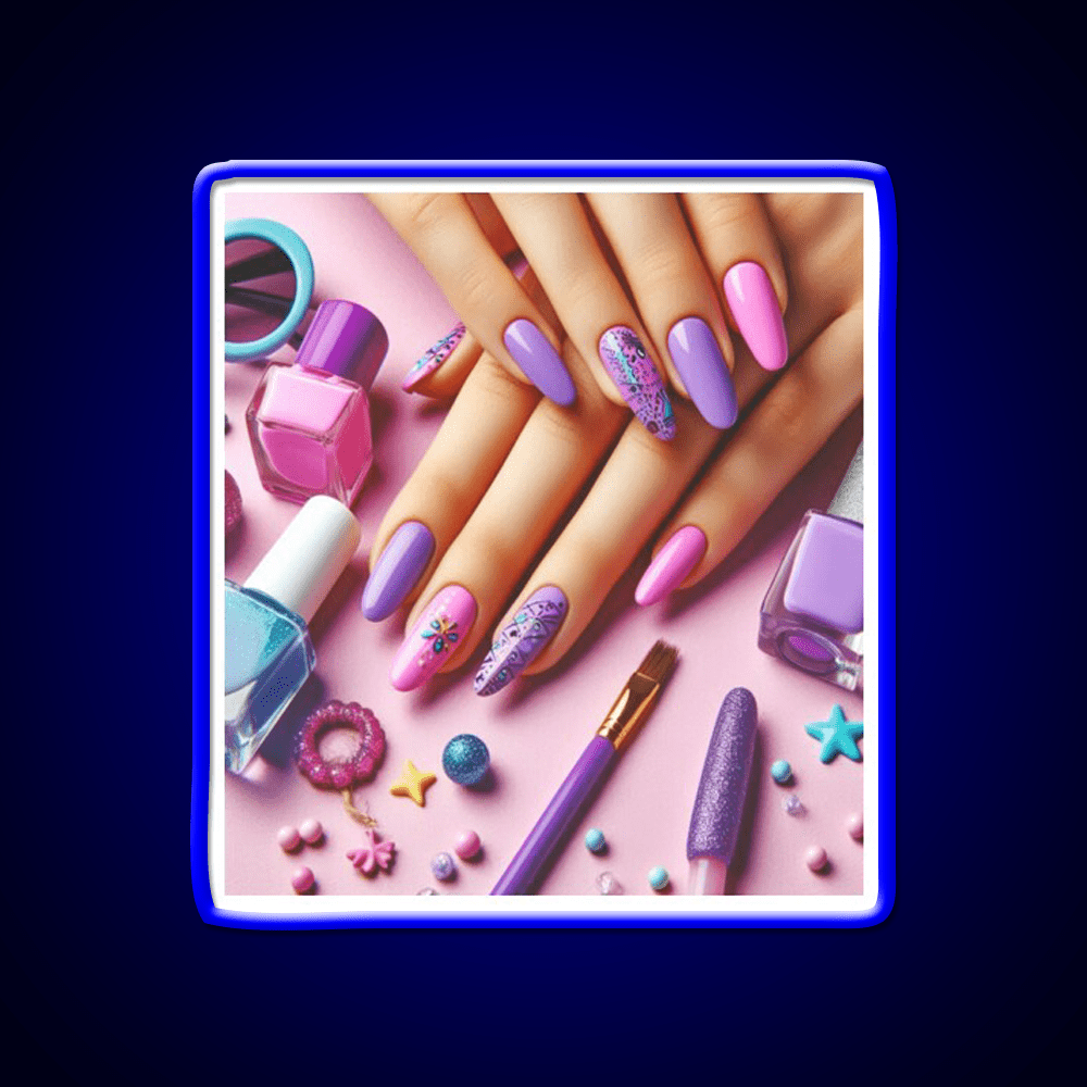 Cool Purple Nail Art Nail Salon Led Neon Sign Rgb Color - Shineneon