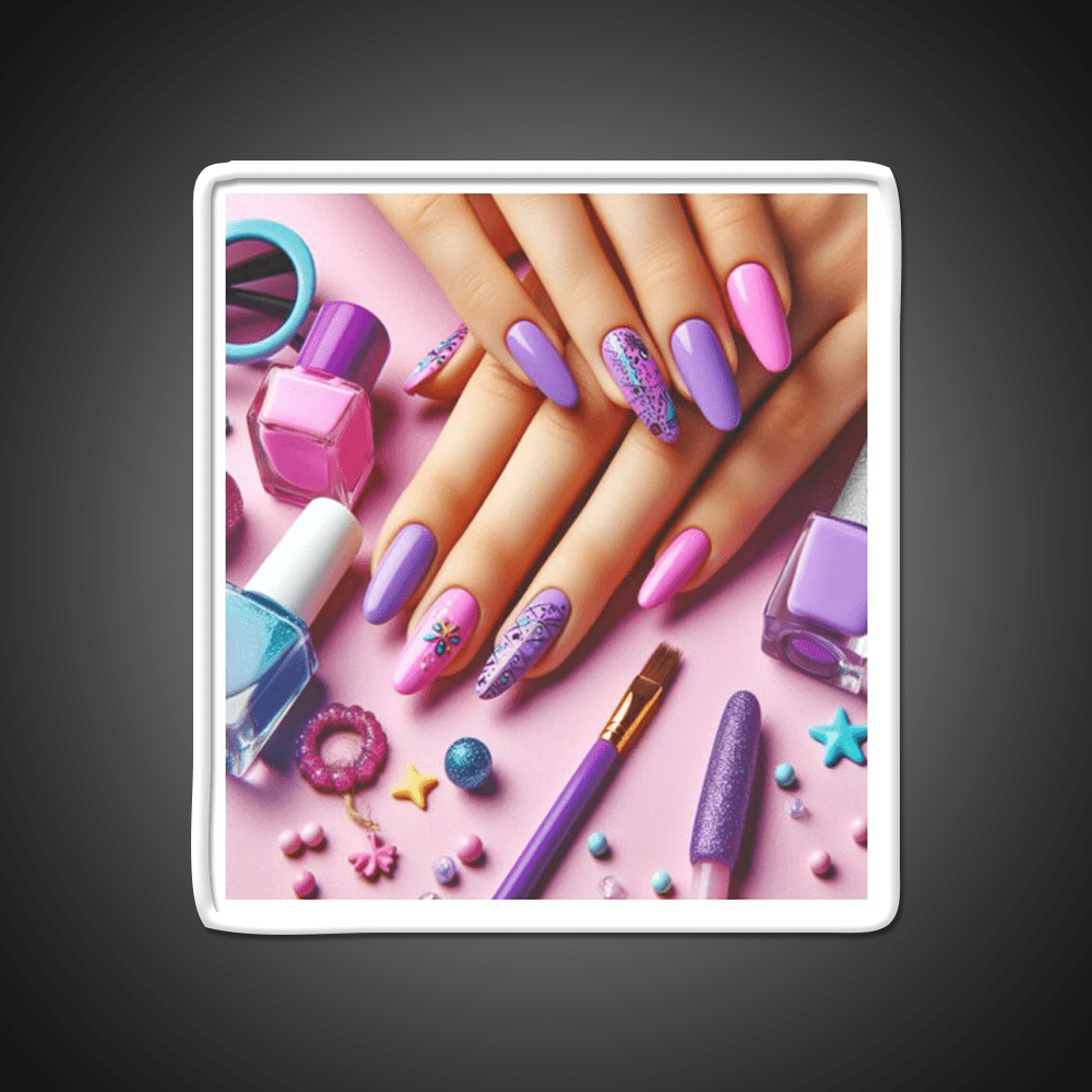 Cool Purple Nail Art Nail Salon Led Neon Sign Rgb Color - Shineneon