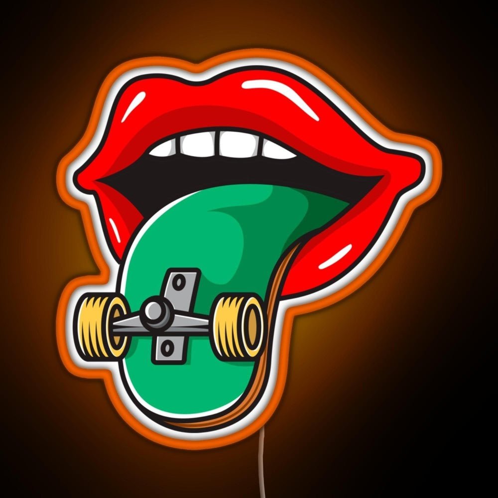 Cool Skater Skateboarder Tongue Rgb Neon Sign - Shineneon