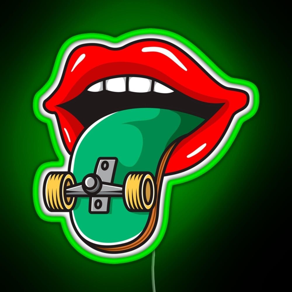 Cool Skater Skateboarder Tongue Rgb Neon Sign - Shineneon