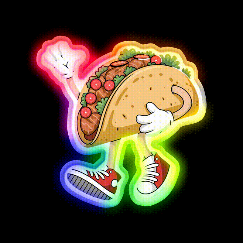 Cool Taco Cinco De Mayo Taco Led Neon Sign Mexican Food Sign Rgb Color - LED neon sign close-up detail