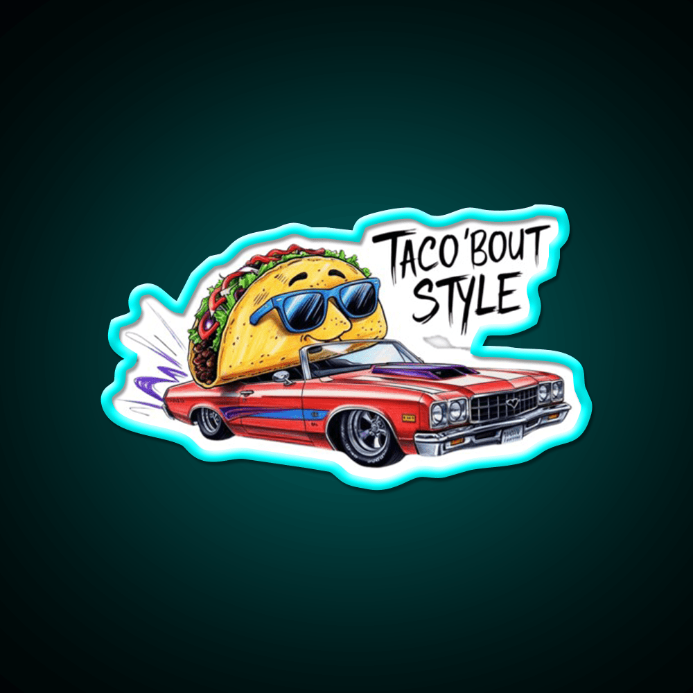 Cool Taco Driving Classic Car Taco Led Neon Sign Mexican Food Sign Rgb Color - Shineneon