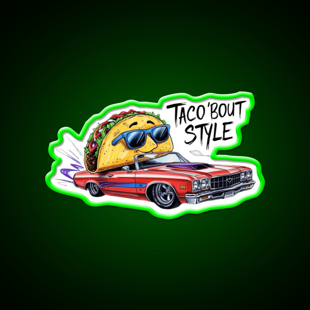 Cool Taco Driving Classic Car Taco Led Neon Sign Mexican Food Sign Rgb Color - Shineneon
