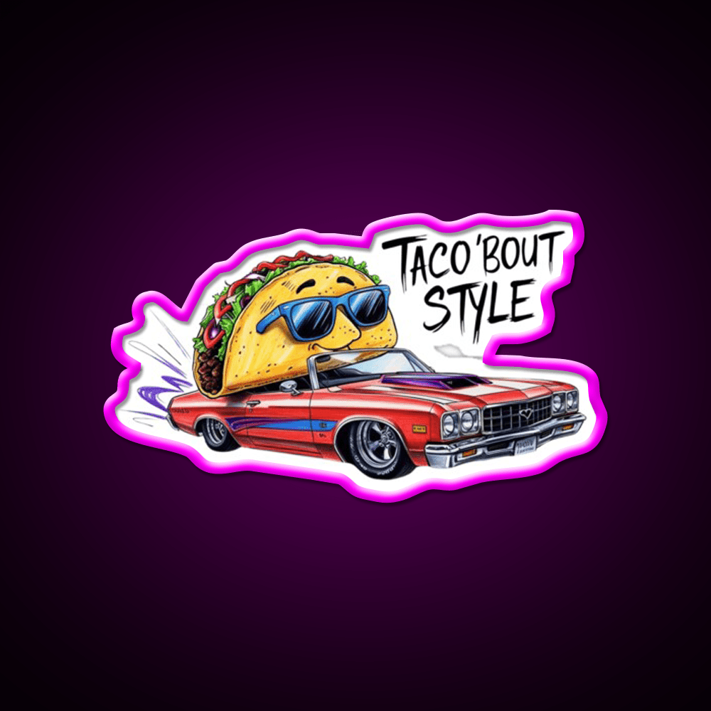 Cool Taco Driving Classic Car Taco Led Neon Sign Mexican Food Sign Rgb Color - Shineneon