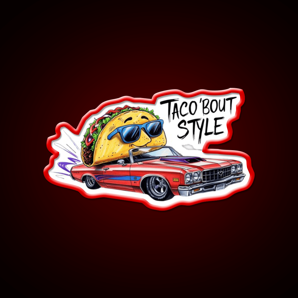 Cool Taco Driving Classic Car Taco Led Neon Sign Mexican Food Sign Rgb Color - Shineneon