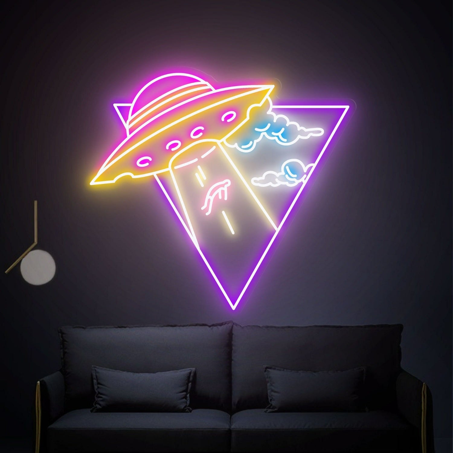 Cool Ufo Kidnapping Man Led Neon Sign For Wall Decor | Shineneon