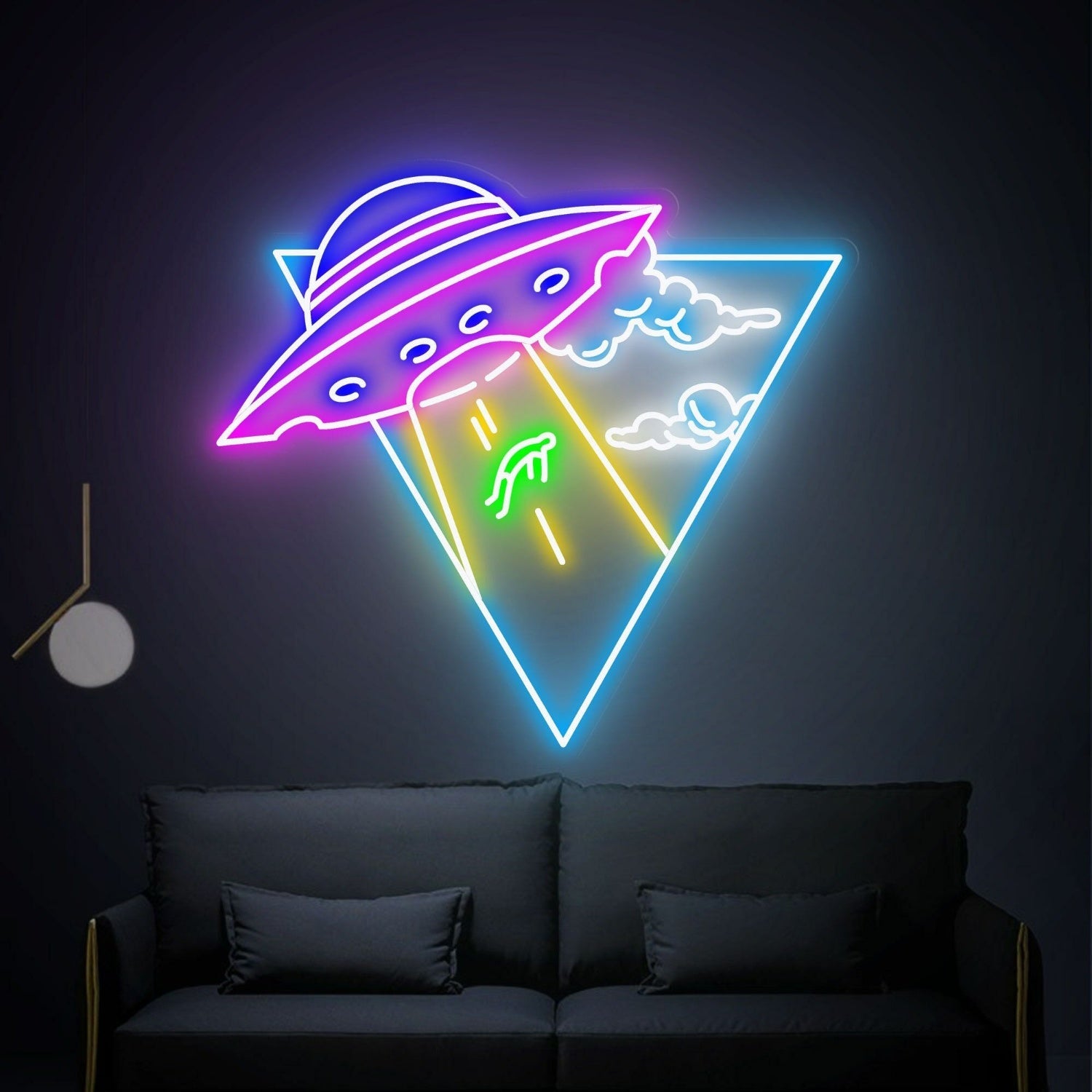 Cool Ufo Kidnapping Man Led Neon Sign For Wall Decor - Shineneon