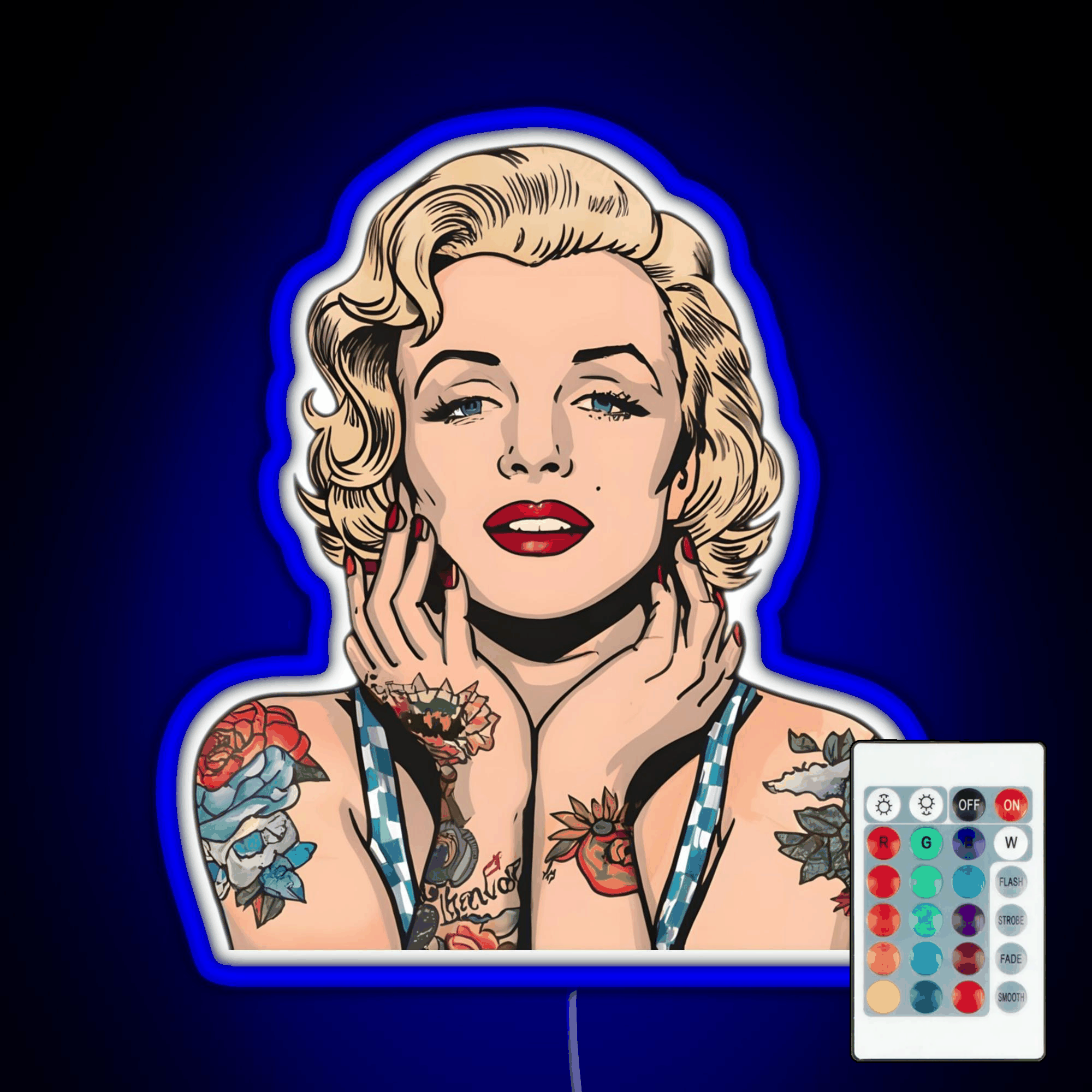 Cool Vintage Marilyn Monroe With Tattoos Rgb Led Neon Sign Pop Wall Art
