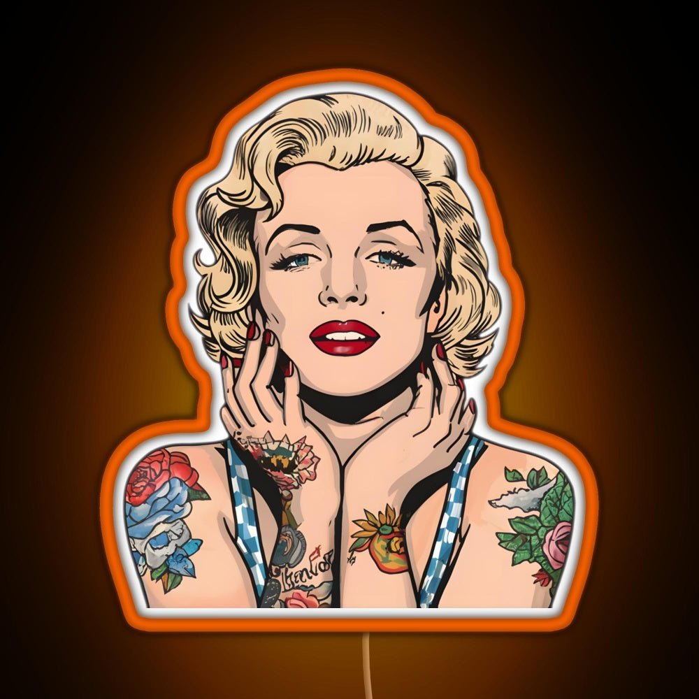 Cool Vintage Marilyn Monroe With Tattoos Rgb Led Neon Sign Pop Wall Art - Shineneon