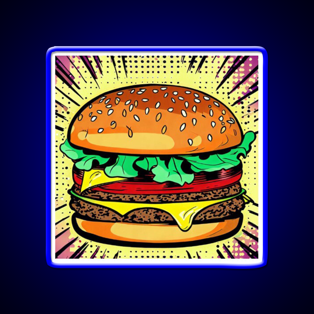 Copy Of Burger Pop Art 2 Fast Food Led Neon Sign For Burger Place Rgb Color