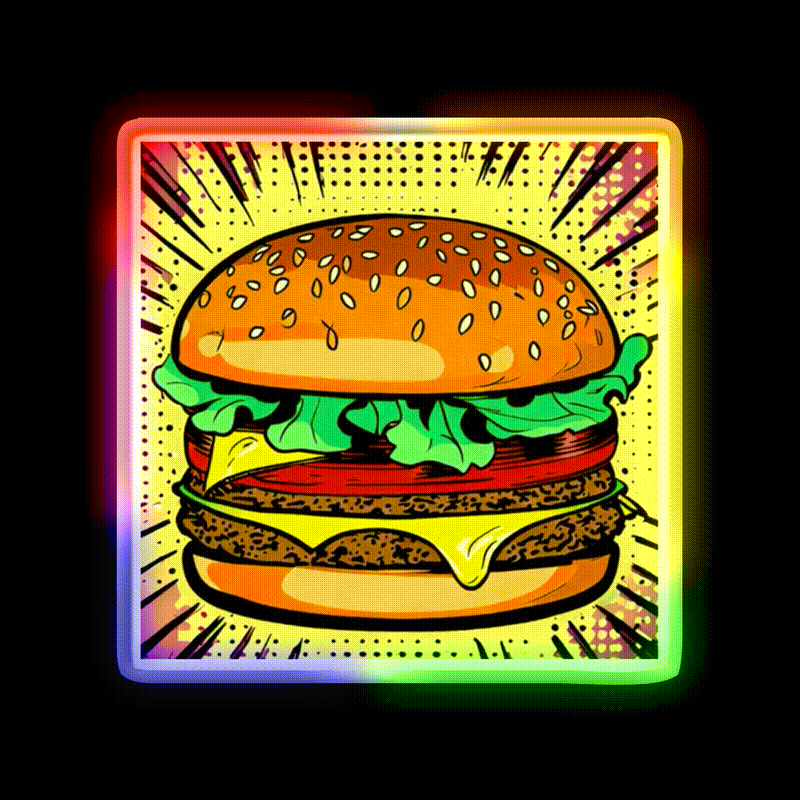 Copy Of Burger Pop Art 2 Fast Food Led Neon Sign For Burger Place Rgb Color