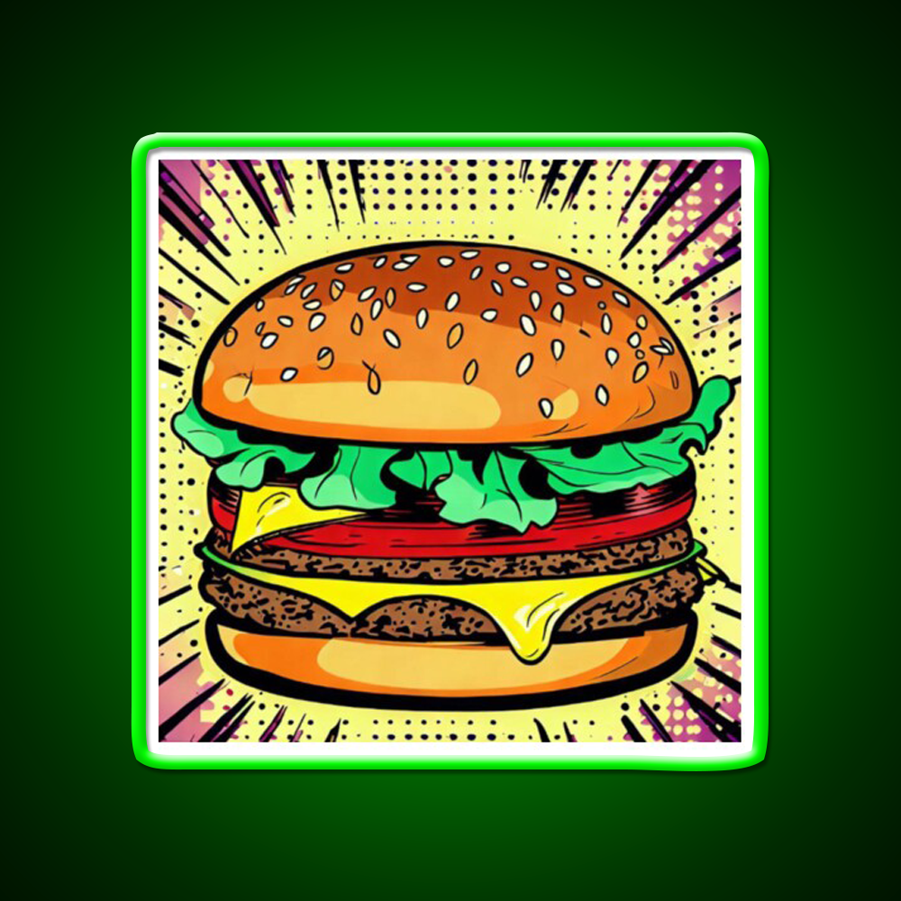 Copy Of Burger Pop Art 2 Fast Food Led Neon Sign For Burger Place Rgb Color