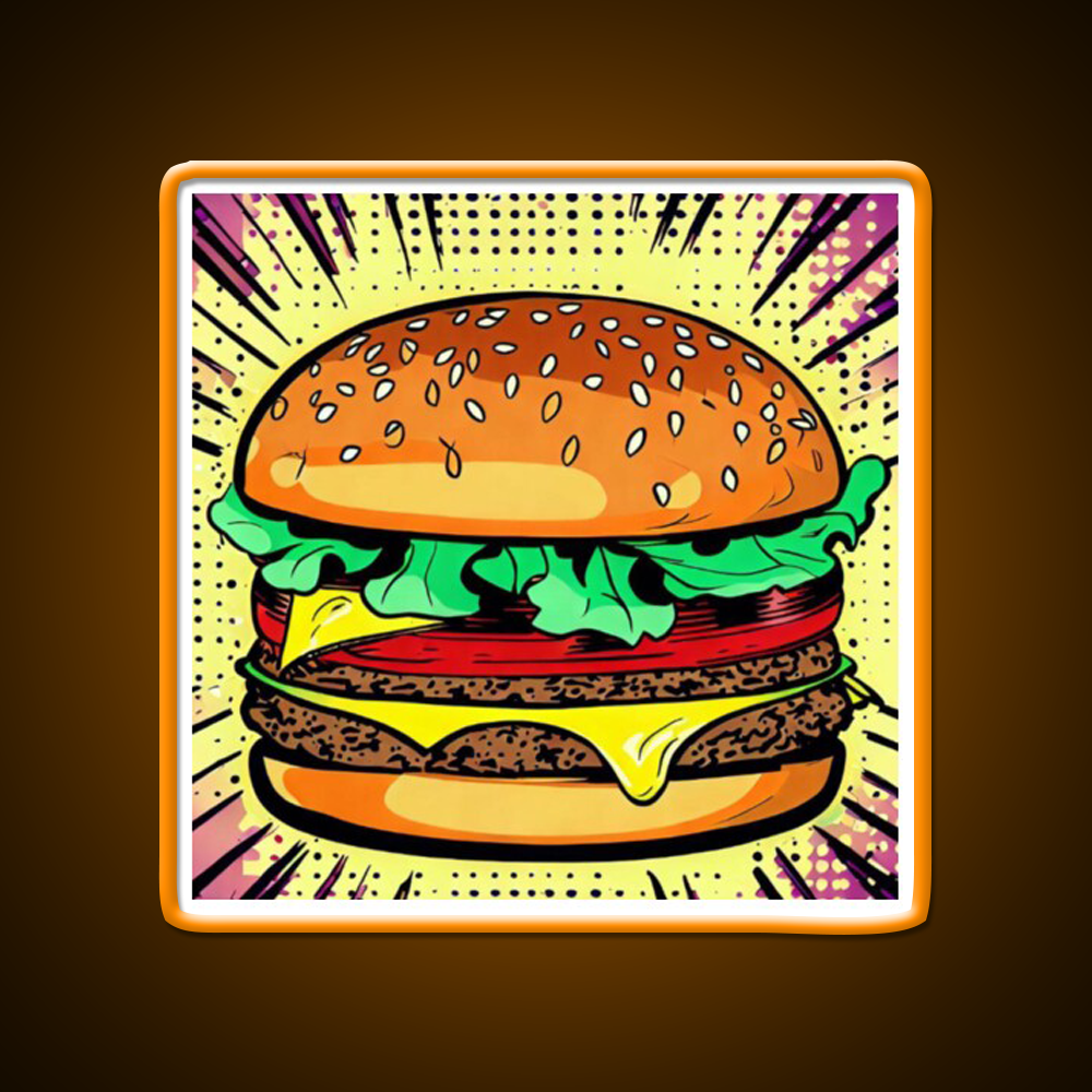 Copy Of Burger Pop Art 2 Fast Food Led Neon Sign For Burger Place Rgb Color