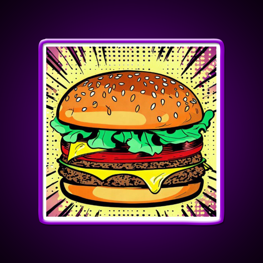 Copy Of Burger Pop Art 2 Fast Food Led Neon Sign For Burger Place Rgb Color