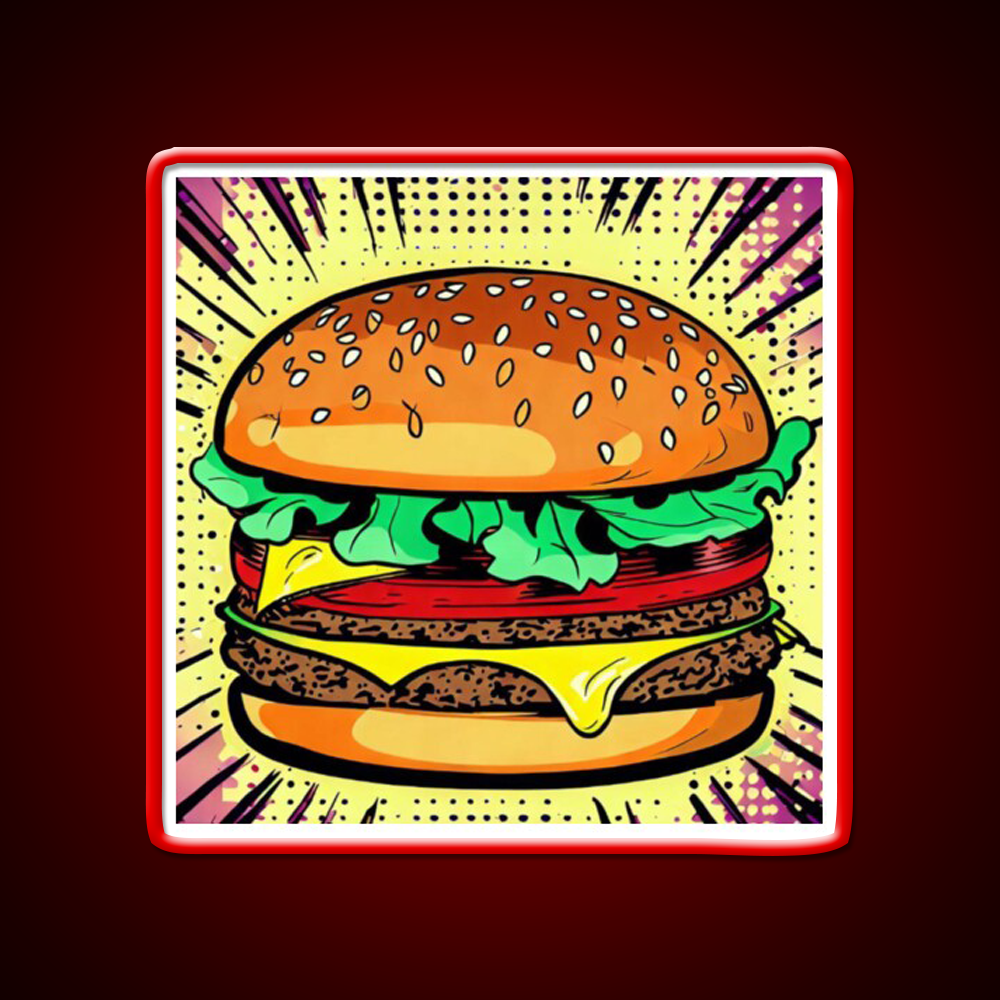 Copy Of Burger Pop Art 2 Fast Food Led Neon Sign For Burger Place Rgb Color
