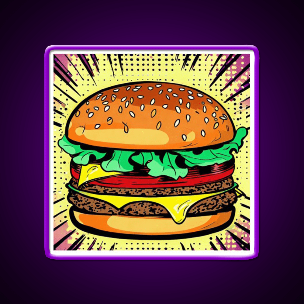 Copy Of Burger Pop Art 2 Fast Food Led Neon Sign For Burger Place Rgb Color - Shineneon