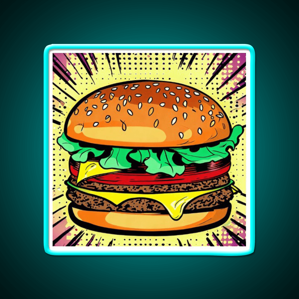 Copy Of Burger Pop Art 2 Fast Food Led Neon Sign For Burger Place Rgb Color - Shineneon
