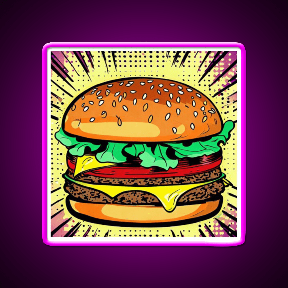 Copy Of Burger Pop Art 2 Fast Food Led Neon Sign For Burger Place Rgb Color - Shineneon