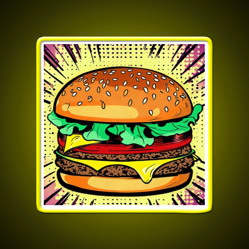 Copy Of Burger Pop Art 2 Fast Food Led Neon Sign For Burger Place Rgb Color