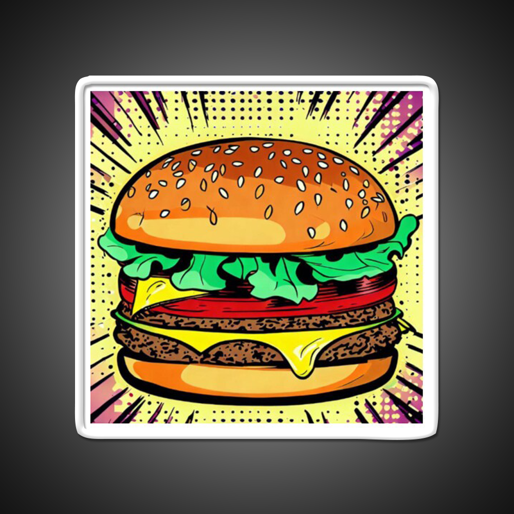 Copy Of Burger Pop Art 2 Fast Food Led Neon Sign For Burger Place Rgb Color