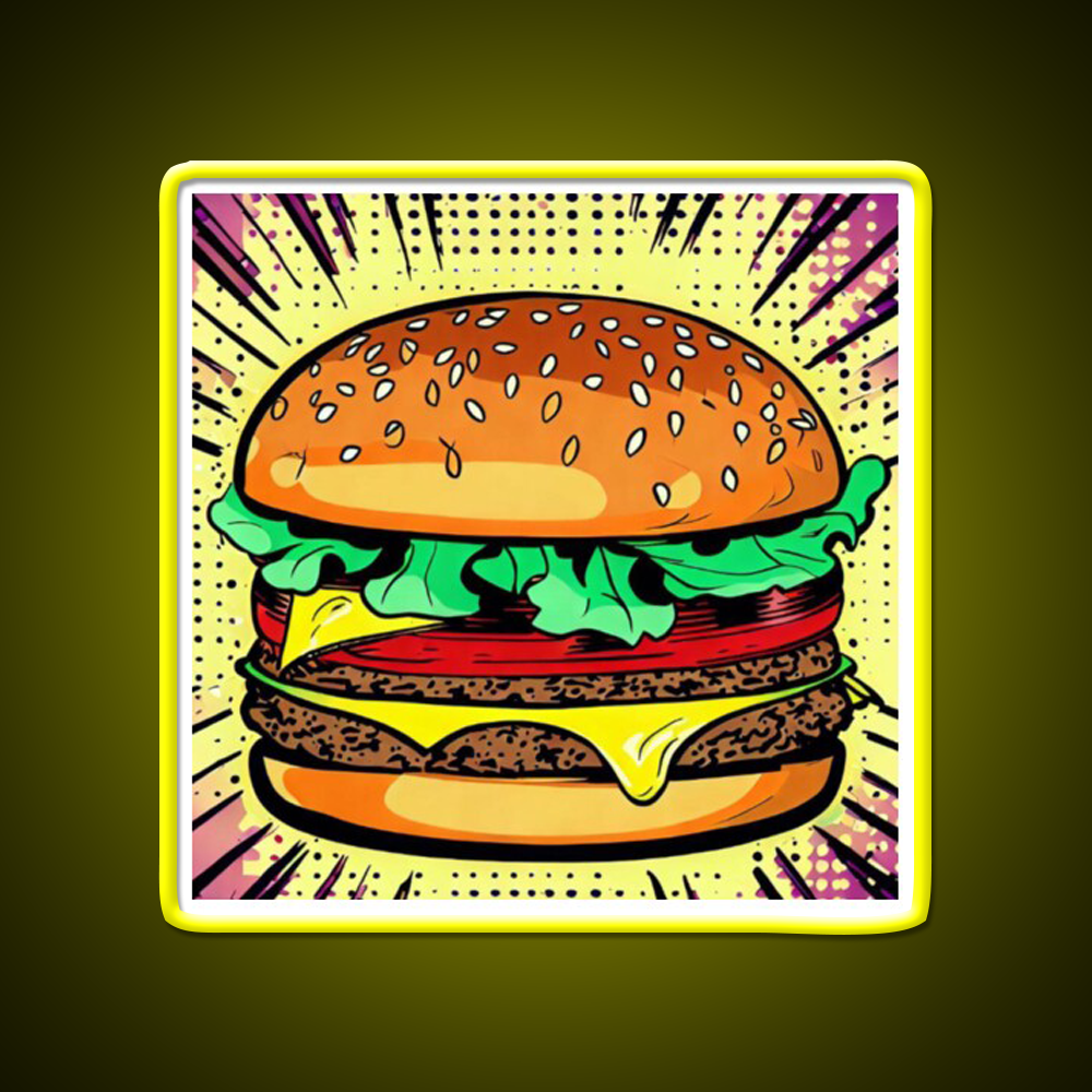 Copy Of Burger Pop Art 2 Fast Food Led Neon Sign For Burger Place Rgb Color
