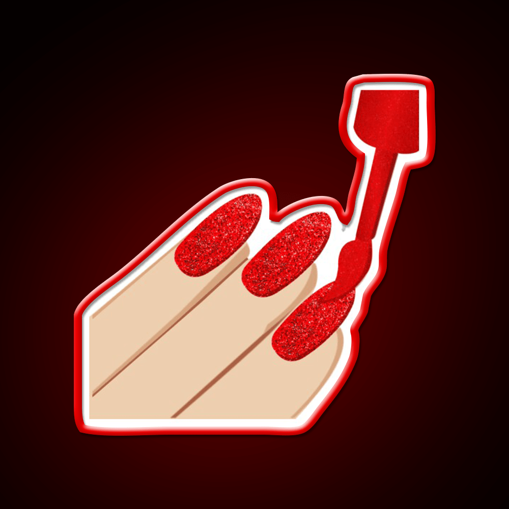 Copy Of Red Glitter Nails Emoji Nail Salon Led Neon Sign Rgb Color - Shineneon