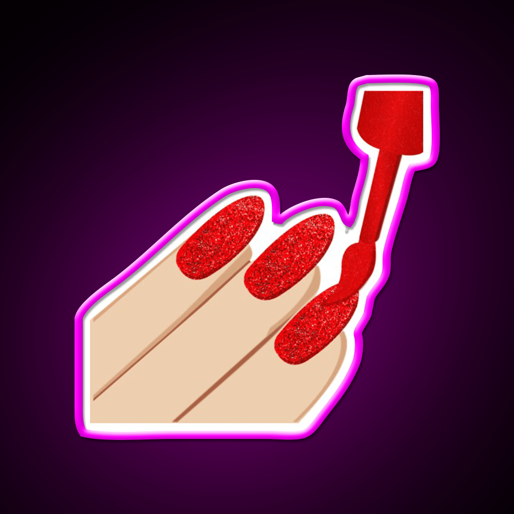 Copy Of Red Glitter Nails Emoji Nail Salon Led Neon Sign Rgb Color - Shineneon