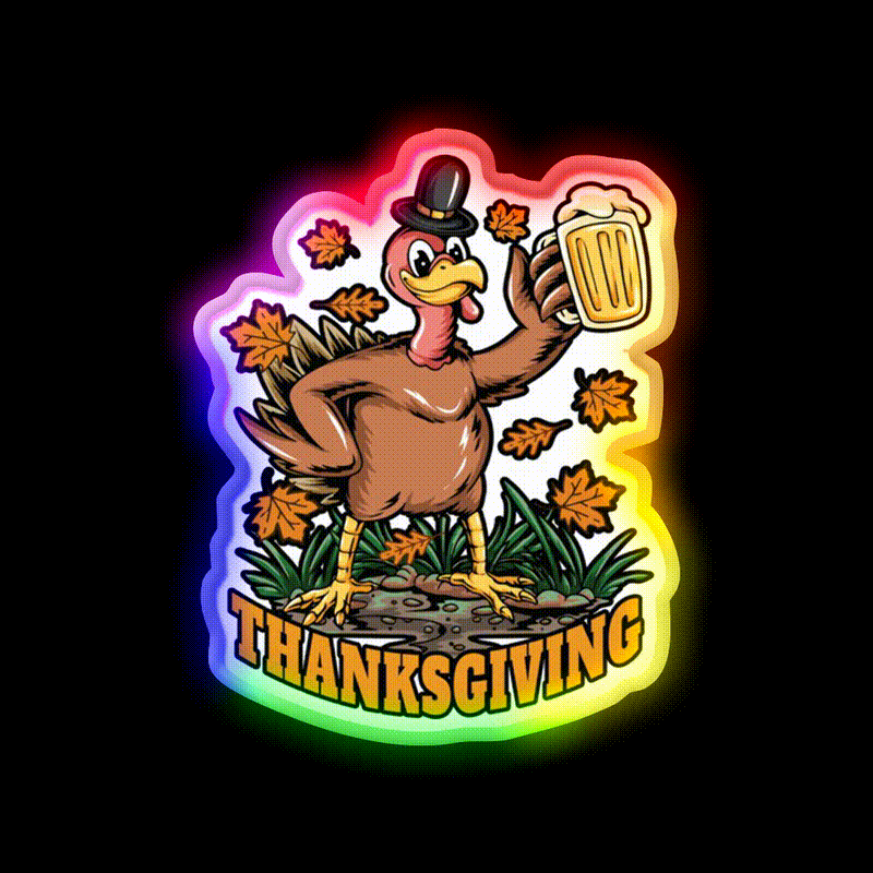 Copy Of Turkey Thanksgiving With Beer Bar Decor Led Neon Sign Rgb Color