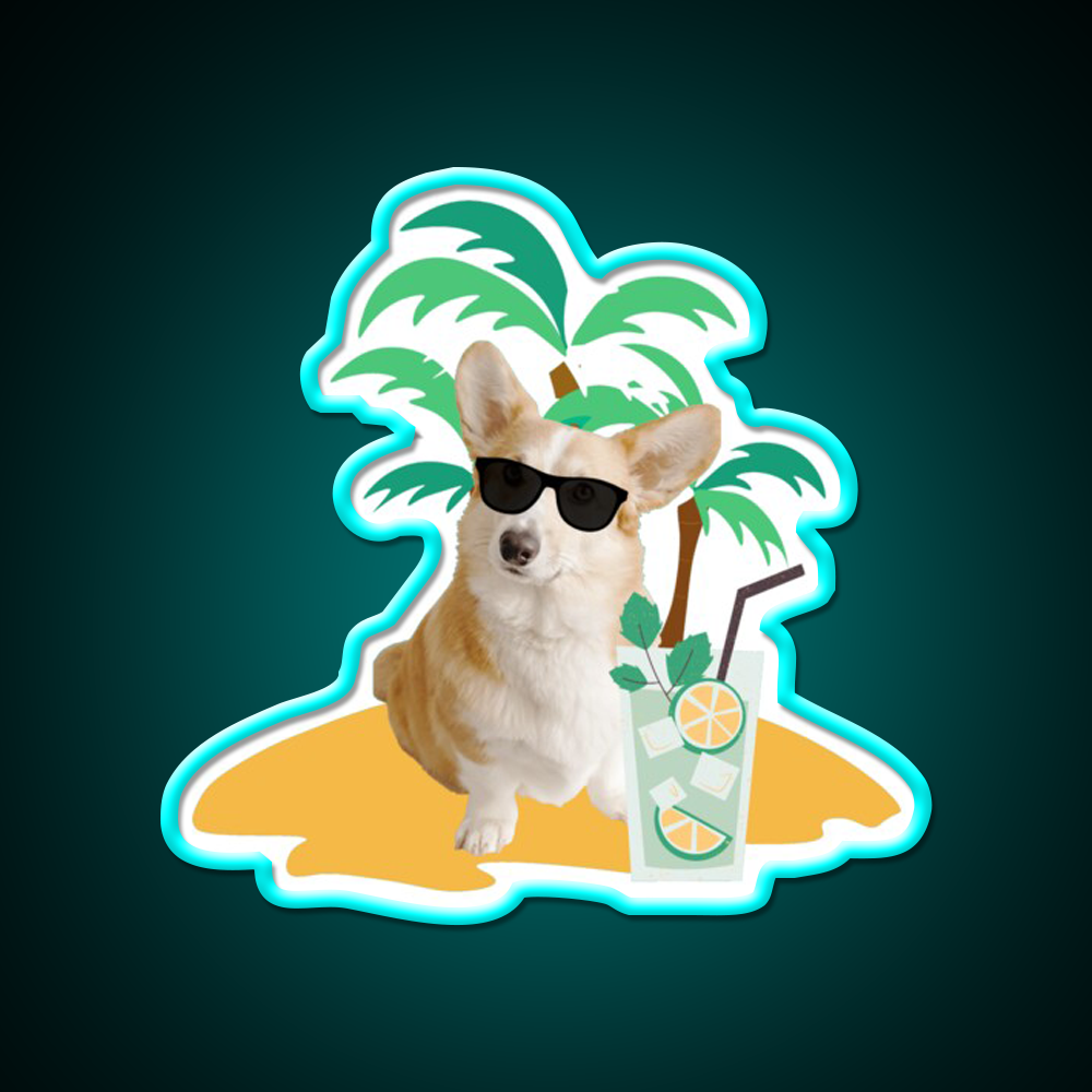 Corgi Cocktail Bar Decor Led Neon Sign Rgb Color - Size and dimension reference