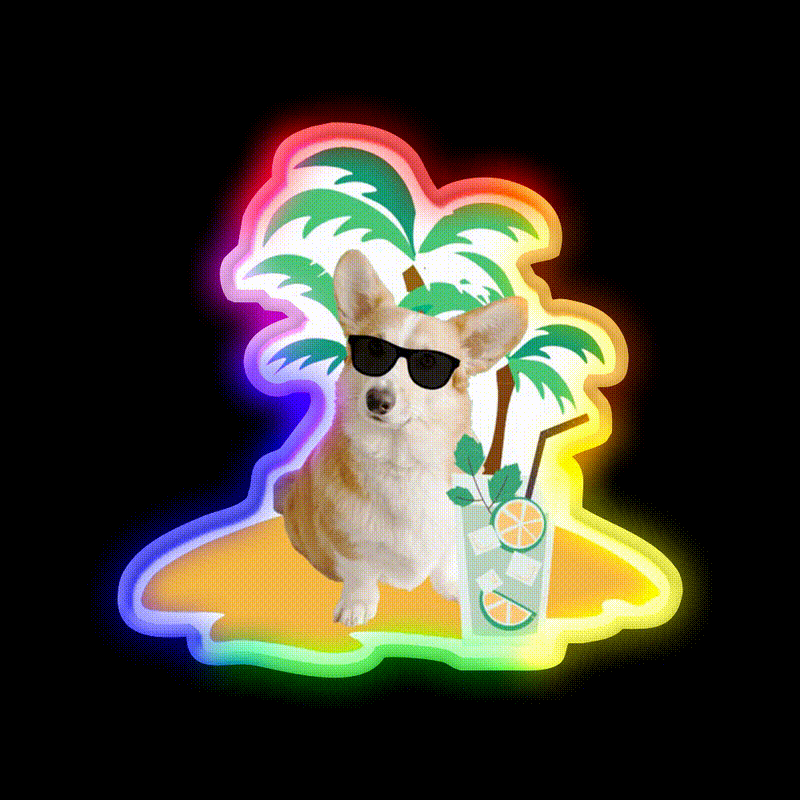 Corgi Cocktail Bar Decor Led Neon Sign Rgb Color - LED neon sign close-up detail