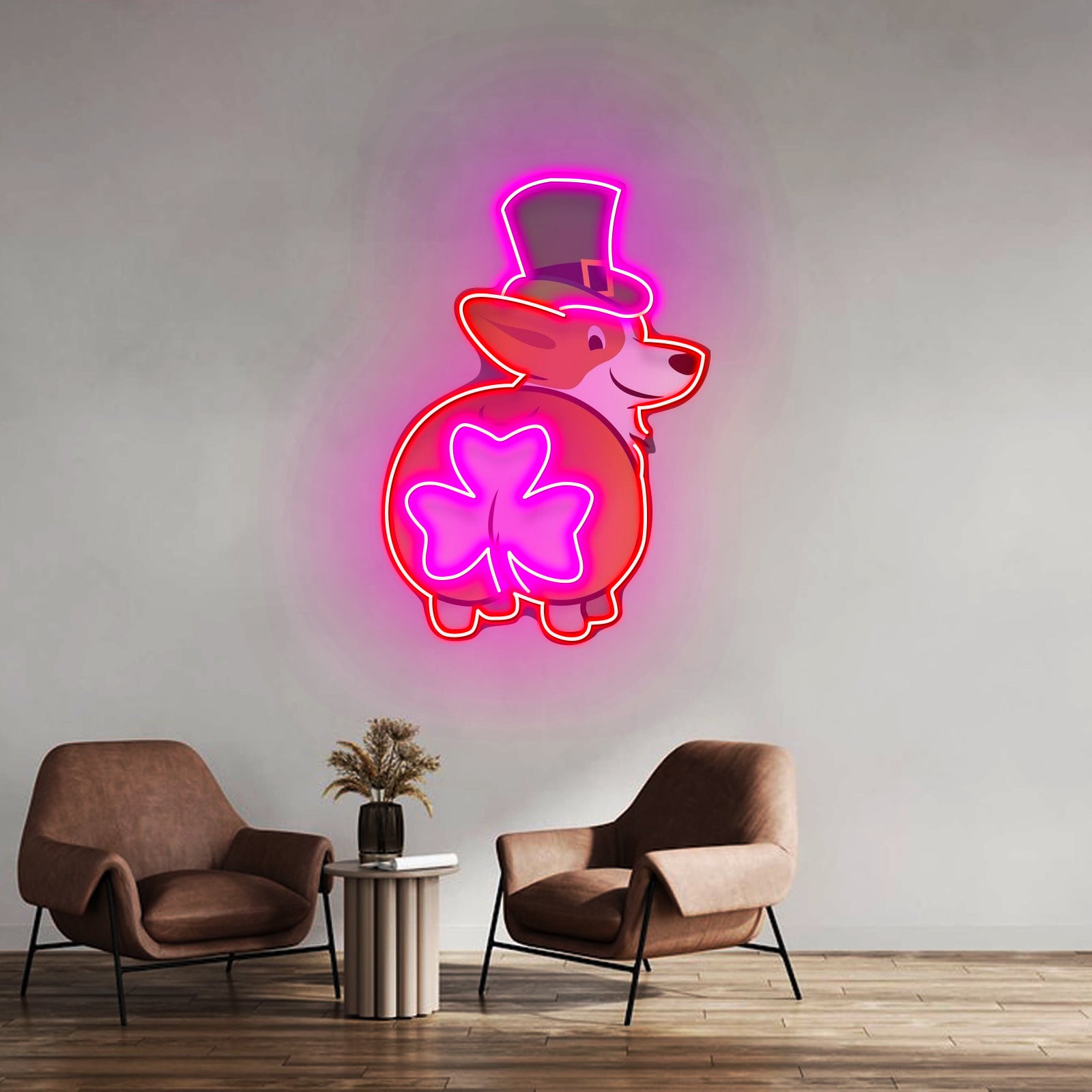 Corgi Irish Shamrock Saint Patrick Day Cute Corgi Led Neon Signs